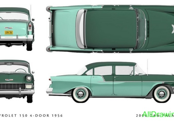 Chevrolet 150 4door (1956) (Chevrolet 150 4dverny (1956)) - drawings of the car